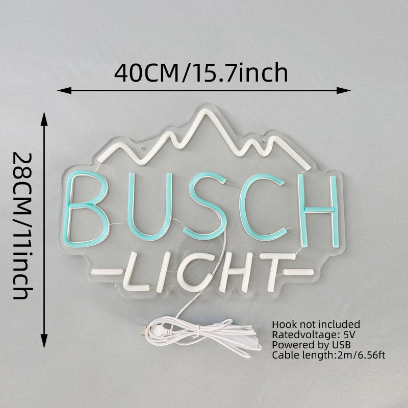 Busch Light Neon Sign – USB-Powered Modern LED Wall Light for Home, Bar, Party & Store Decor – Unique Ambient Lamp for Bedroom, Lounge or Commercial Use