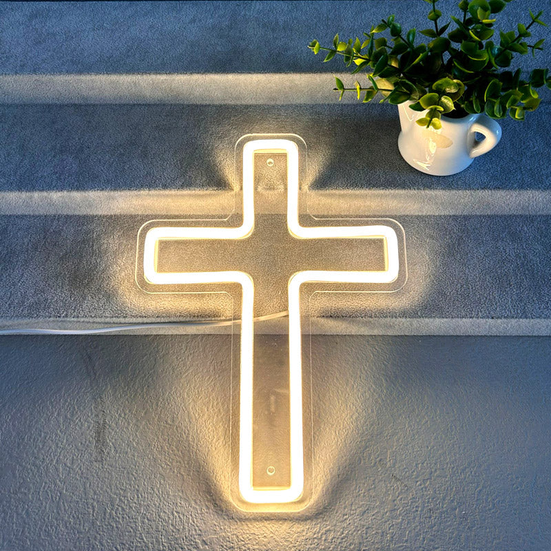 USB cross neon light — a stylish way to show your faith. Perfect for bedrooms, home chapels, or living rooms. Creates a peaceful, sacred vibe. Ideal gift for Confirmation, Easter, or Christmas.