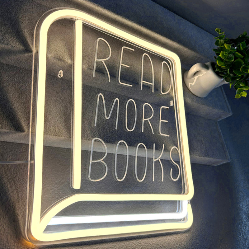 READ MORE BOOKS Alphabet Pattern Book-Shaped Neon Light USB-Powered Creative Decorative Ornament