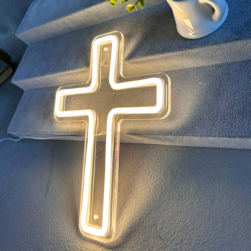 USB cross neon light — a stylish way to show your faith. Perfect for bedrooms, home chapels, or living rooms. Creates a peaceful, sacred vibe. Ideal gift for Confirmation, Easter, or Christmas.