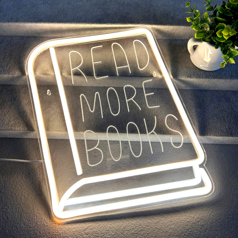 READ MORE BOOKS Alphabet Pattern Book-Shaped Neon Light USB-Powered Creative Decorative Ornament