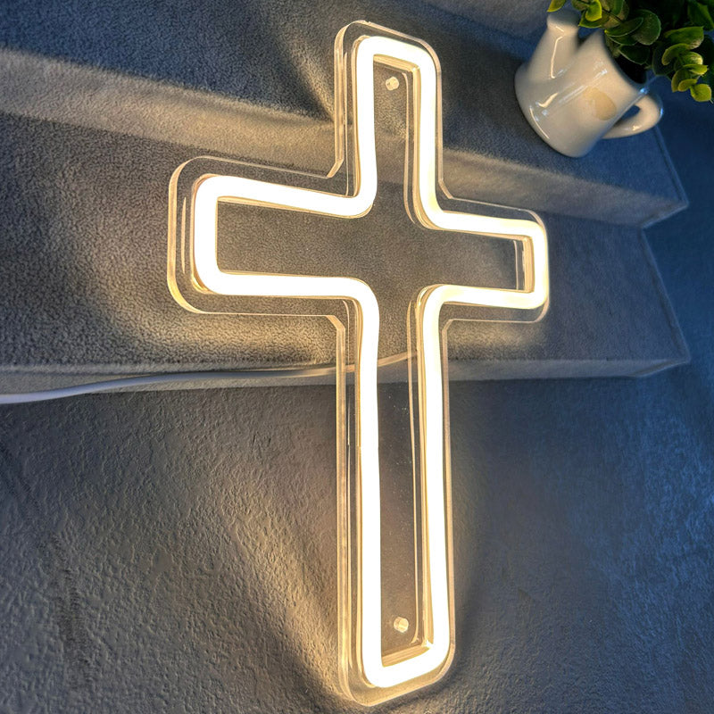 USB cross neon light — a stylish way to show your faith. Perfect for bedrooms, home chapels, or living rooms. Creates a peaceful, sacred vibe. Ideal gift for Confirmation, Easter, or Christmas.