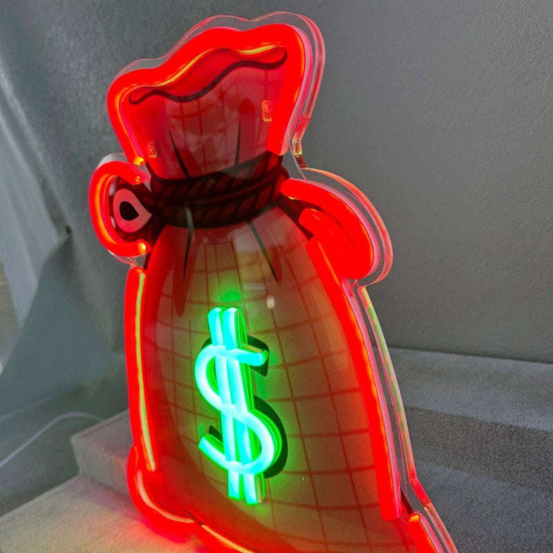 Money Bag Shaped Neon Light USB Powered Creative Decorative Wall Lamp, Ideal for Home Parties and Festivals, LED Lighting for Festive Occasions