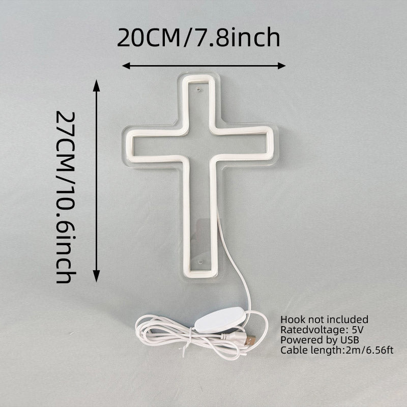 USB cross neon light — a stylish way to show your faith. Perfect for bedrooms, home chapels, or living rooms. Creates a peaceful, sacred vibe. Ideal gift for Confirmation, Easter, or Christmas.